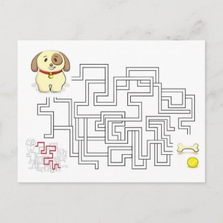 Maze Game Hund und Ball Postkarte