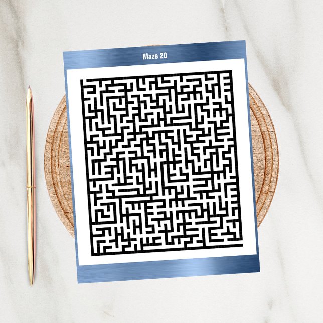 Maze Puzzle 20 Blue | Aktivitätskarten Postkarte (Von Creator hochgeladen)