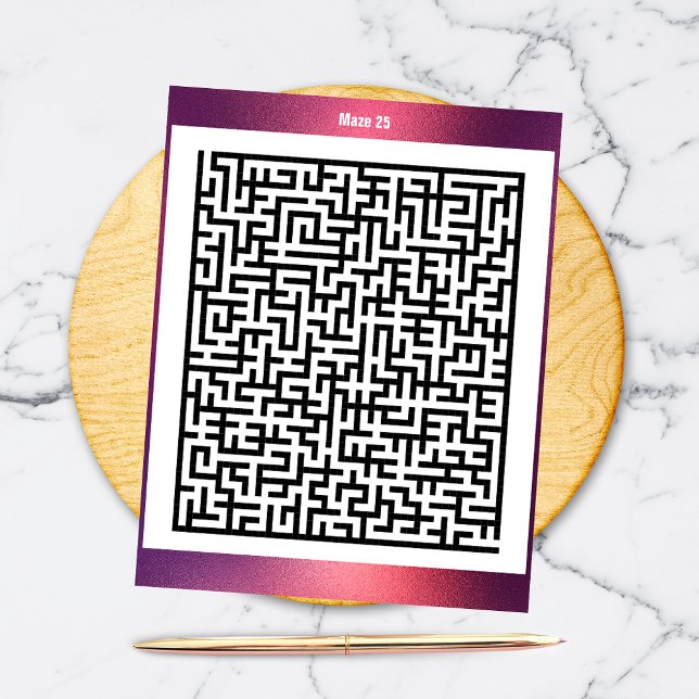 Maze Puzzle 25 Red | Aktivitätskarten Postkarte (Von Creator hochgeladen)