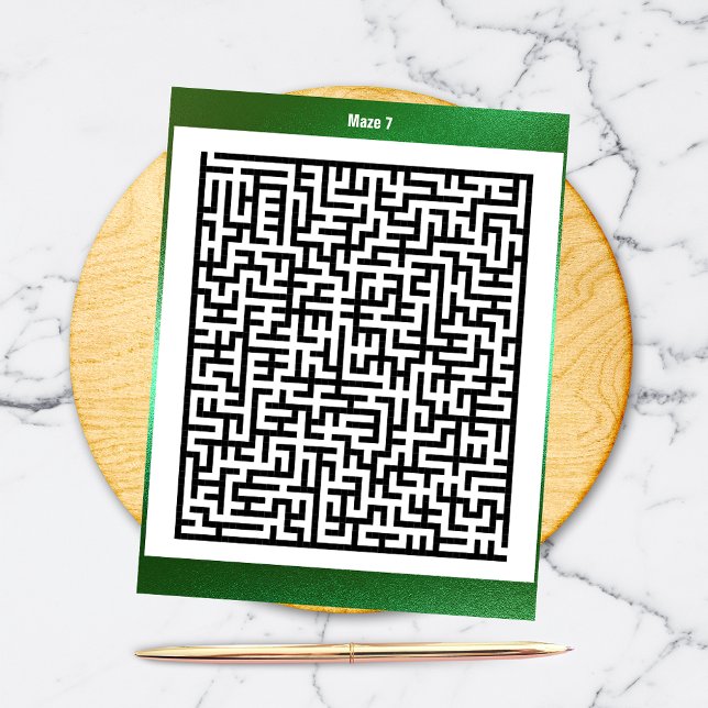 Maze Puzzle Seven Green | Aktivitätskarten Postkarte (Von Creator hochgeladen)