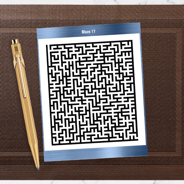 Maze Puzzle Siebzehn Blau | Aktivitätskarten Postkarte (Von Creator hochgeladen)