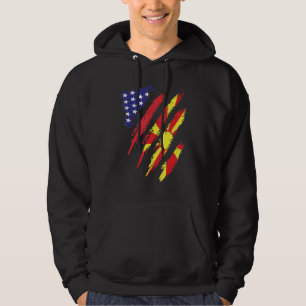 Mazedonien Amerikanisch Angebaut Flagge USA Patrio Hoodie