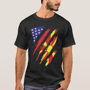 Mazedonien Amerikanisch Angebaut Flagge USA Patrio T-Shirt