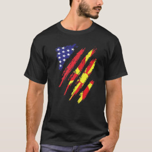 Mazedonien Amerikanische Flagge USA Patriot Erbe T-Shirt