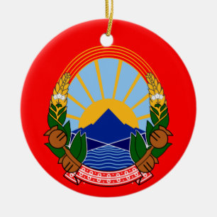 Mazedonien-Flaggen-Weihnachtsverzierung Keramik Ornament