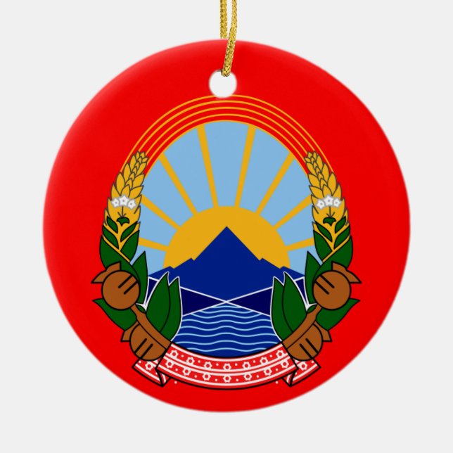 Mazedonien-Flaggen-Weihnachtsverzierung Keramik Ornament (Vorne)