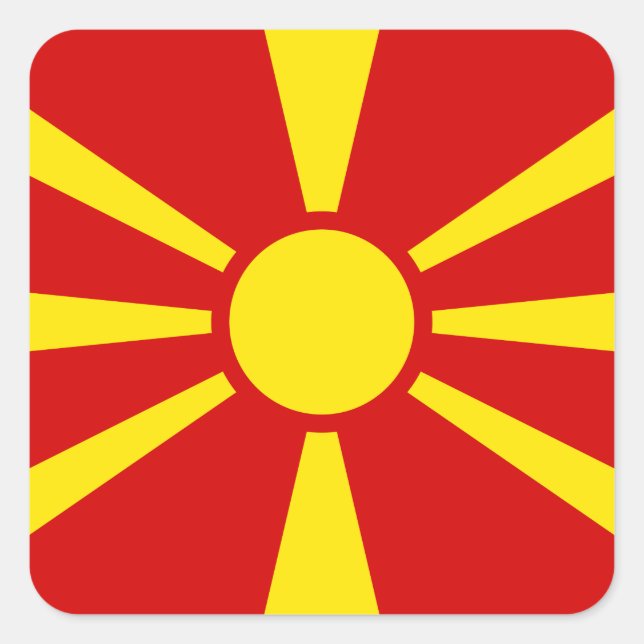 Mazedonien (Mazedonien) Flagge Quadratischer Aufkleber (Vorderseite)