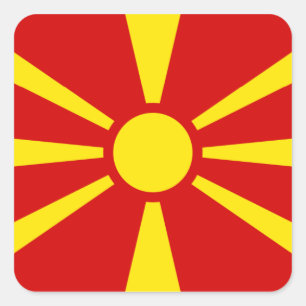 Mazedonien - mazedonische Flagge Quadratischer Aufkleber
