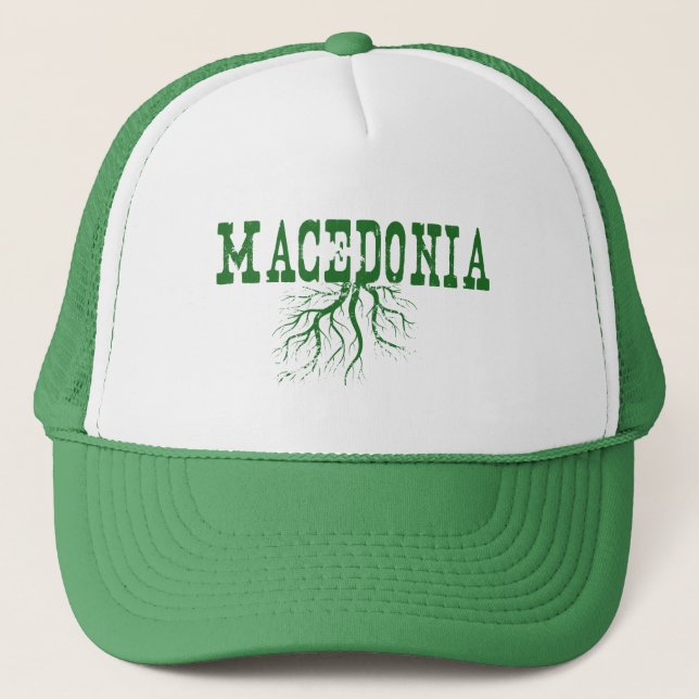Mazedonien Rooted Tree Roots Macedonian Word Art Truckerkappe (Vorderseite)
