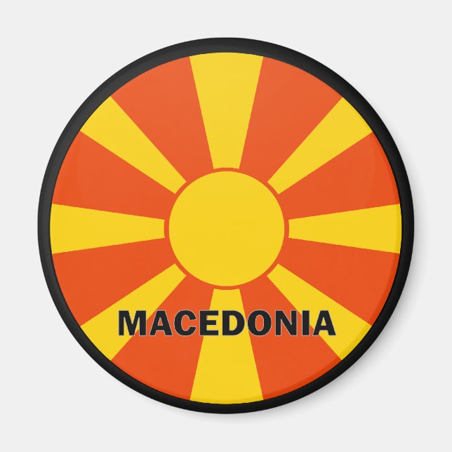 Mazedonien Roundel Qualitätsflagge Magnet (Vorne)