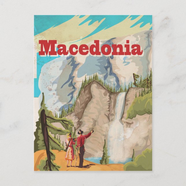 Mazedonien Vintage Travel Poster Postkarte (Vorderseite)