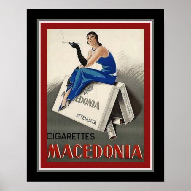 "Mazedonien Zigaretten" Art Deco Poster (Vorne)