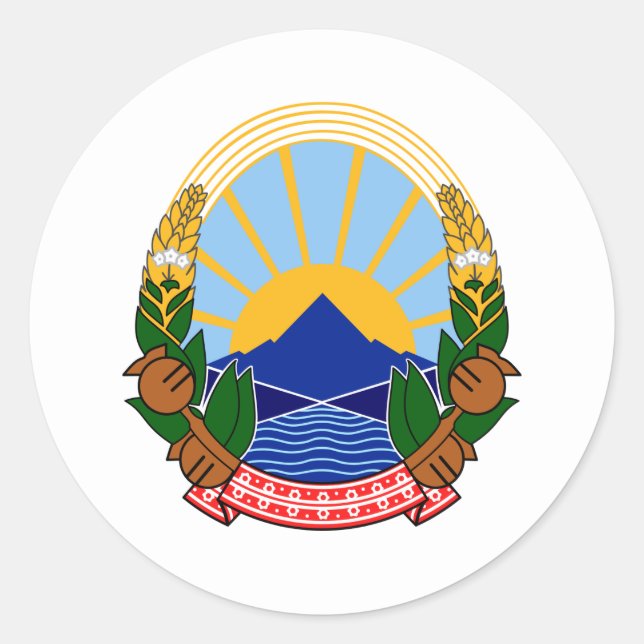 Mazedonisches Emblem, Nordmakedonien Runder Aufkleber (Vorderseite)
