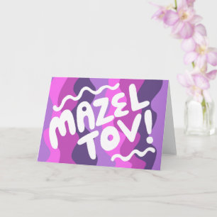 MAZEL TOV BAR BAT MITZVAH Anpassbare moderne Welle Karte