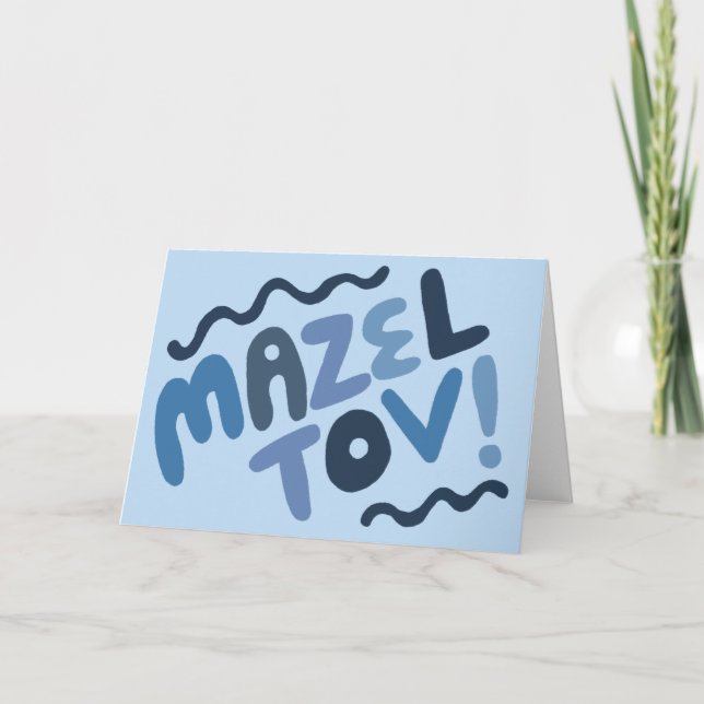 MAZEL TOV BAR MITZVAH Anpassbare moderne Blues Karte (Vorderseite)