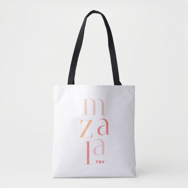 Mazel Tov Glückwunsch Pink Hebräisch Tasche (Vorderseite)