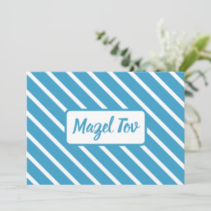 Mazel Tov Gratulationskarte, Blaue weiße Linien,  Einladung