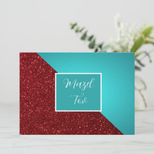 Mazel Tov Gratulationskarte, Burgunder Glitter, Einladung
