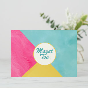 Mazel Tov Gratulationskarte, Pink Grün Gelb, Einladung