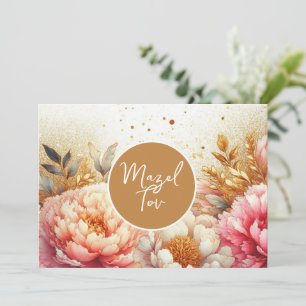 Mazel Tov Gratulationskarte, rosa goldene Pfingstr Einladung