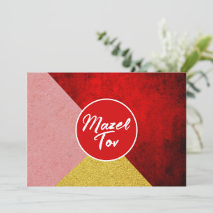 Mazel Tov Gratulationskarte, Rot Gold Pink Einladung