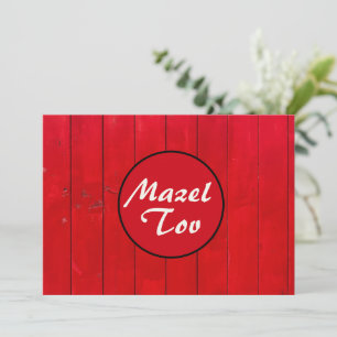 Mazel Tov Gratulationskarte, rotes Holz, rustikal Einladung