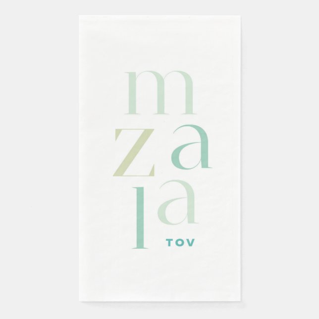 Mazel Tov Green Hebrew Glückwunsch Serviette (Vorderseite)