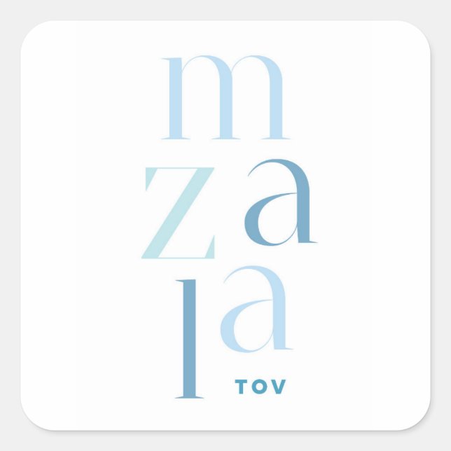 Mazel Tov Herzlichen Glückwunsch Blue Hebrew Quadratischer Aufkleber (Vorderseite)