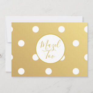 Mazel Tov Karte, Gold Weiße Tupfen, Moderne Kunst Einladung
