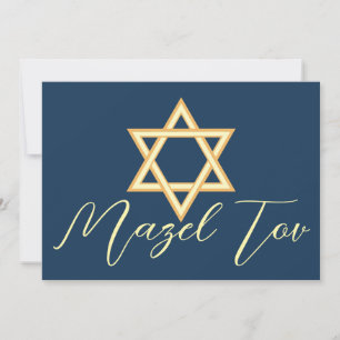 Mazel Tov Karte Stern Davids, Blau Gelb Gold 