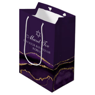 Mazel Tov Lila Gold Personalisiert Bat Mitzvah Mittlere Geschenktüte