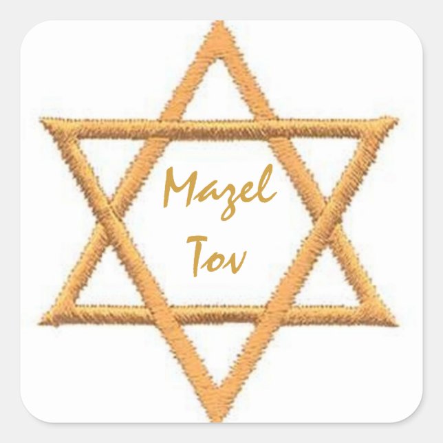 Mazel Tov/Viel Glück Quadratischer Aufkleber (Vorderseite)