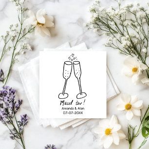 Mazel Tov Wedding Champagne Cheers Sketch CUSTOM Serviette
