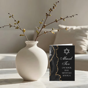 Mazel Tov zu Ihrer Bar Mitzwa Schwarzgold Karte