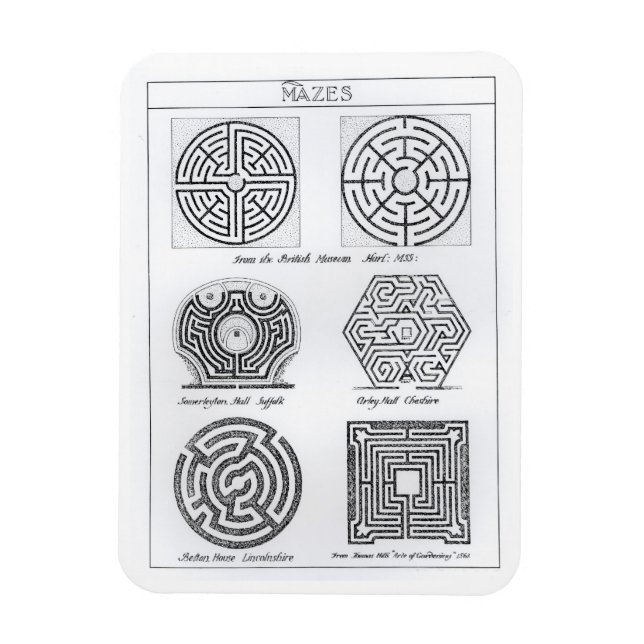 Mazes, c.1900 (Gravur) (b/w-Foto) Magnet (Vertikal)