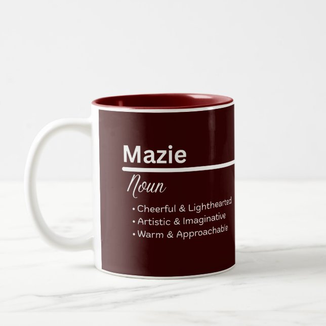 Mazie Personalized Name Coffee Mug Zweifarbige Tasse (Links)