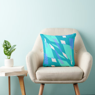 Mazipoodles Abstraction Perspektive Aquamarin Lila Kissen
