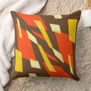 Mazipoodles Abstraction Perspektive Brauner Orange Kissen