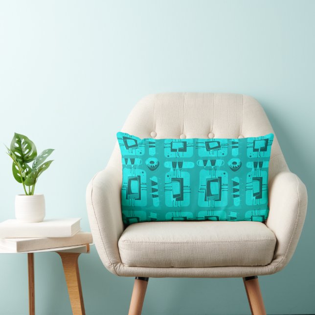 Mazipoodles Abstrakte Ethnic Matrix - Aquamarin Lendenkissen (Stuhl )