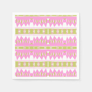 Mazipoodles Afrofuturist Pattern Pink White Green Serviette