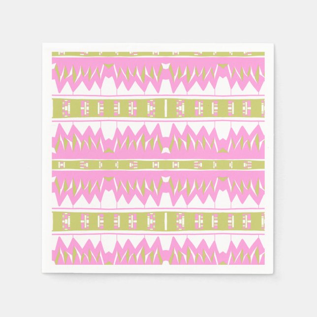 Mazipoodles Afrofuturist Pattern Pink White Green Serviette (Vorderseite)