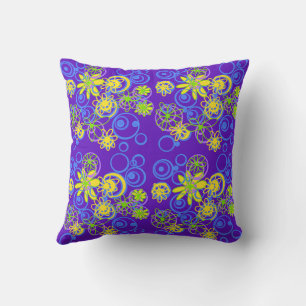 Mazipoodles Blumenbläschen Lila Blue Lemon Limon Kissen