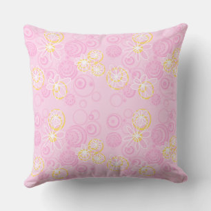 Mazipoodles Blumenbläschen - Rosa Gelb Weiß Kissen