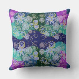 Mazipoodles Blumenblasen Multi Blue Green Lila Kissen