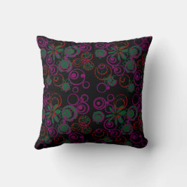Mazipoodles Blumenblasen Schwarz Rosa Rot Kissen