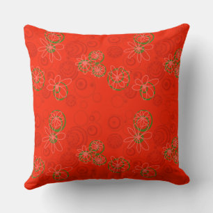 Mazipoodles Blumenblasen - Tomato Red Green Kissen