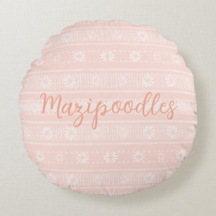 MAZIPOODLES Blumengestreifte gerippte Strickname Rundes Kissen
