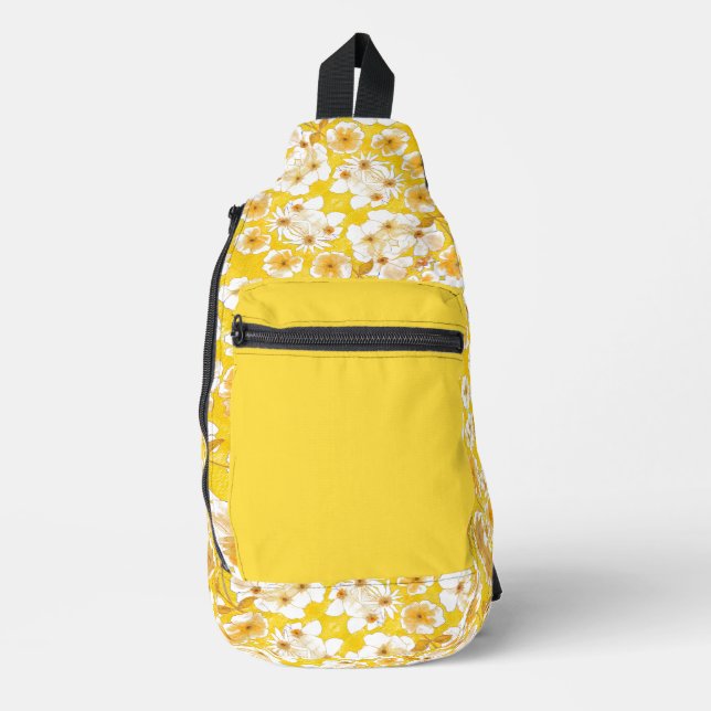 Mazipoodles Botanischer Garten - ButterscotGelb Crossbody Bag (Vorderseite)