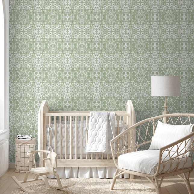 Mazipoodles Botanischer Garten - Dusty Mint Green Tapete (Kinder)