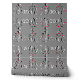 Mazipoodles Cats Grau Schwarz-weiß Red Tapete
